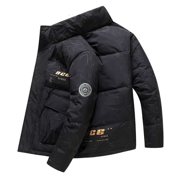 

men's down & parkas winter collar short men's jacket label young all-match thick coats 39fs, Black