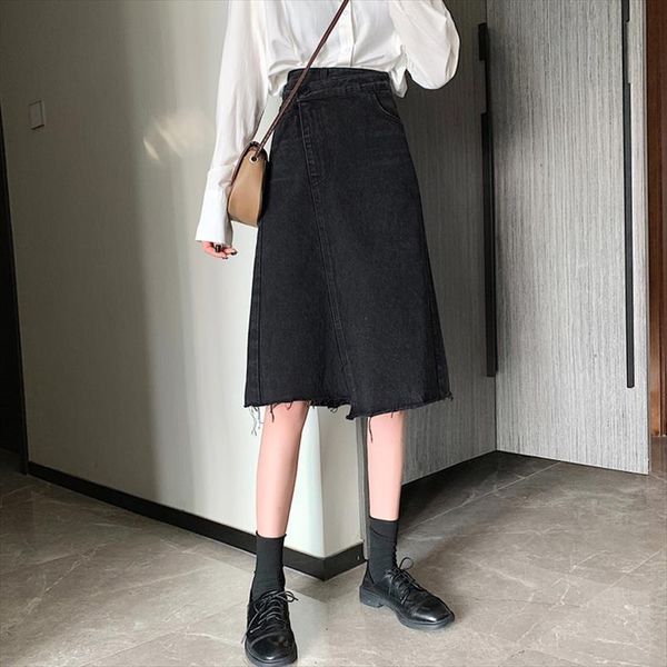 

irregular high waist long womens skirts denim jeans maxi vintage black a line pencil plus size summer