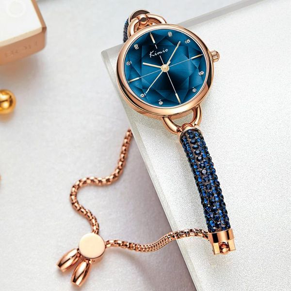 

wristwatches kimio diamond bracelet women's watches bandage crystal watch women female wristwatch drop 2021 arrivals, Slivery;brown