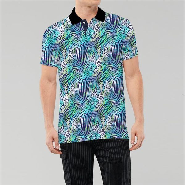 

joining together green men polo animal grain brown bamboo sport shirt, White;black