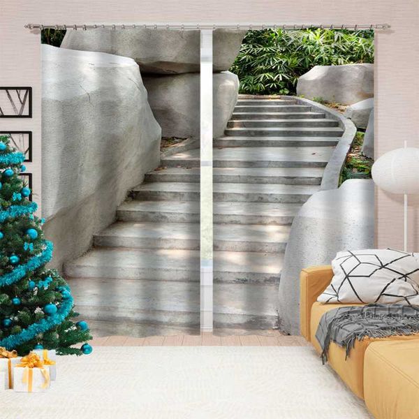

curtain & drapes custom stairs curtains 2 panel/set 3d window wolf printing drape thick shading soundproof windproof