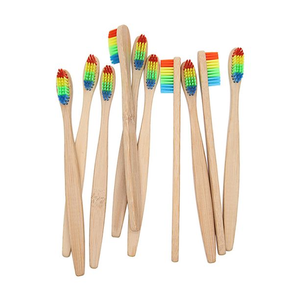 

natural bamboo toothbrush wholesale environment wooden rainbow bamboos toothbrushs oral care soft bristle disposable toothbrushe