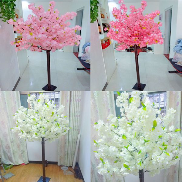 Encryption Styles Künstlicher Blumen-Kirschblütenbaum, 1,9 m, weiß-rosa Landschaftsbäume für Hochzeit, Garten, Heimdekoration