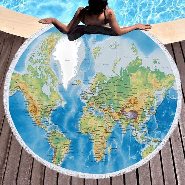 

towel bohemia large beach 600g thick round with tassels microfiber 150cm picnic mat shawl blanket cover up