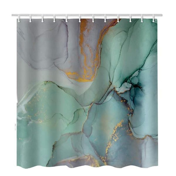 

shower curtains colourful marble for bathroom sets fabric with 12 hooks watercolor washable digital printing decor