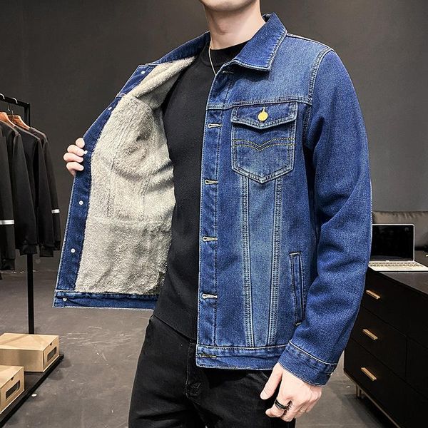

men's jackets denim coat men 2021 spring and autumn korean loose thickened slim winter jacket, Black;brown