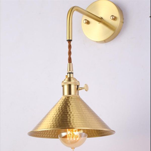 

wall lamp american brass sconce minimalist cone e27 bedside restaurant bar cloakroom industrial rustic light