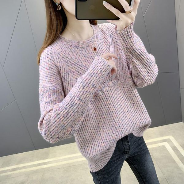 

women's sweaters 5956u area 44] - real s dyed velvet yarn flower hollowed out round neck knitting pullover 42, White;black