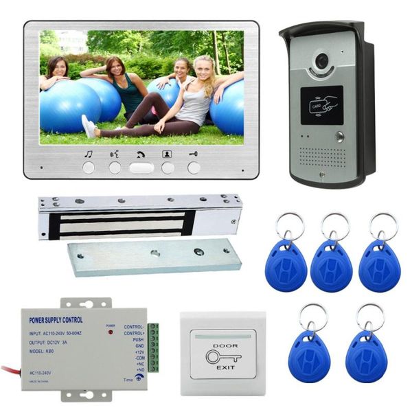 

inch wired video doorbell door phone kit with 1 camera + monitor power +door exit em lock id keyfobs phones