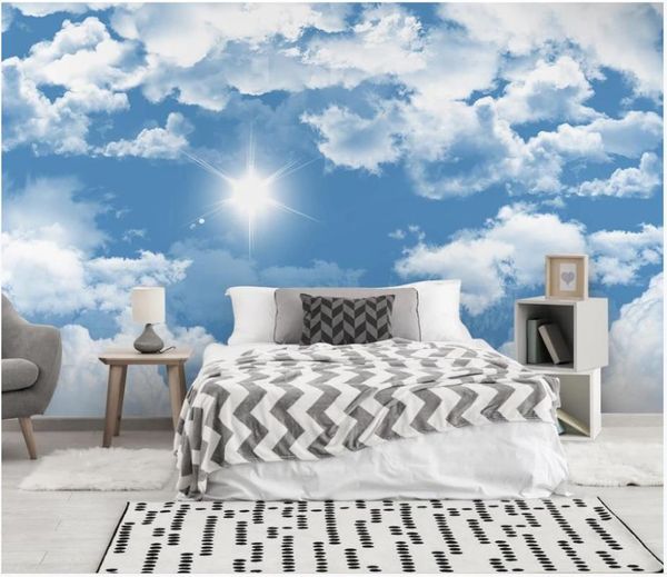 

wallpapers custom murals wallpaper for walls 3 d modern mediterranean blue sky and white clouds seagull children's room background wall