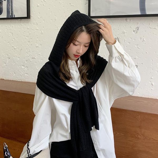 

bow ties fashion warm fake collars for women korean knitted shawl ladies autumn hat false detachable collar scarf, Black;gray
