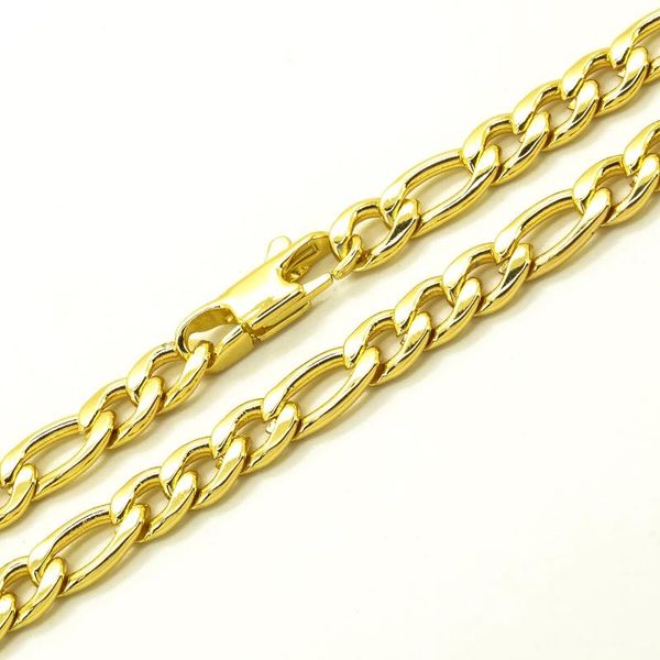 Catene placcate in oro 18k collana di 6 mm di larghezza per uomini maschili da donna Fashion gioielli in acciaio inossidabile Figaro Chain 20 ''-36 '' pollici