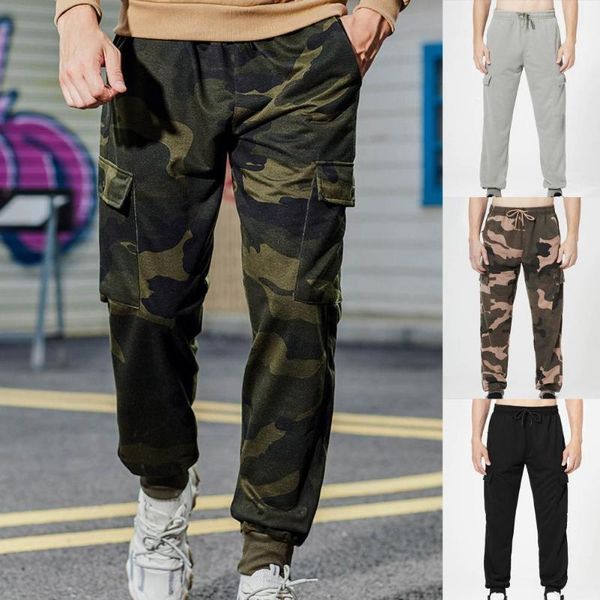 

men's pants autumn men hip hop harem joggers solid color camouflage casual leisure sweatpants skinny fit cargo, Black