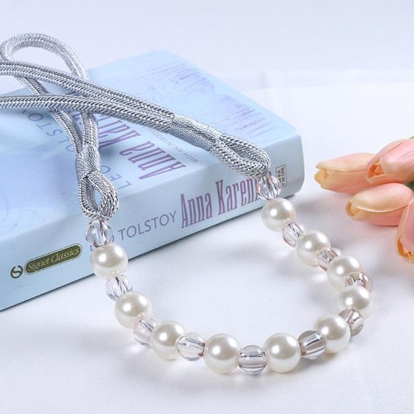 

2pcs accessory window strap living room curtain tieback home clips holder decorative holdbacks elegant pearl beaded rope buckle other decor