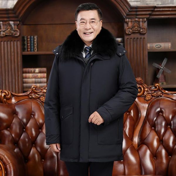 

men's down & parkas in 2021, the middle-aged and elderly thickened warm jacket detachable tank, Black