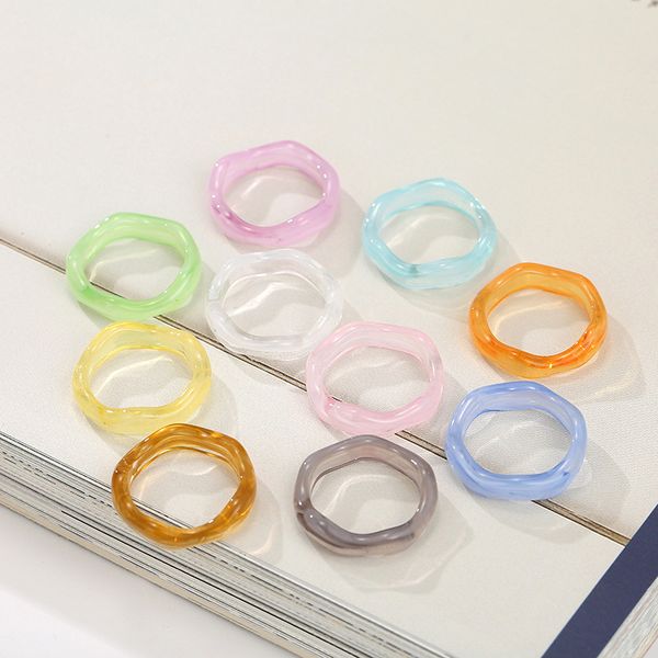 

trend retro ring fashion women girls charm jewelry acrylic resin geometric accessories rings gift for friends couple, Silver