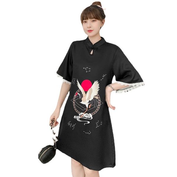 

ethnic clothing plus size 4xl black summer fashion casual party modern cheongsam dress for women short sleeve qipao traditional chinese clot, Red