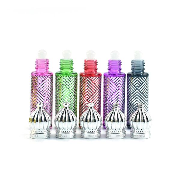 

portable 8ml color silver roll-on glass essential oil bottle 100pcs/lot storage bottles & jars