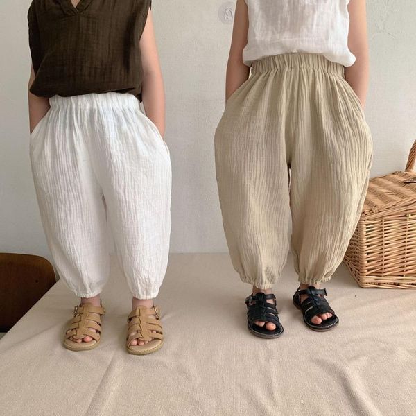 

trousers children mosquito-proof pants boys knickers girls 2021 pure cotton yarn summer thin baby solid color casual, Blue