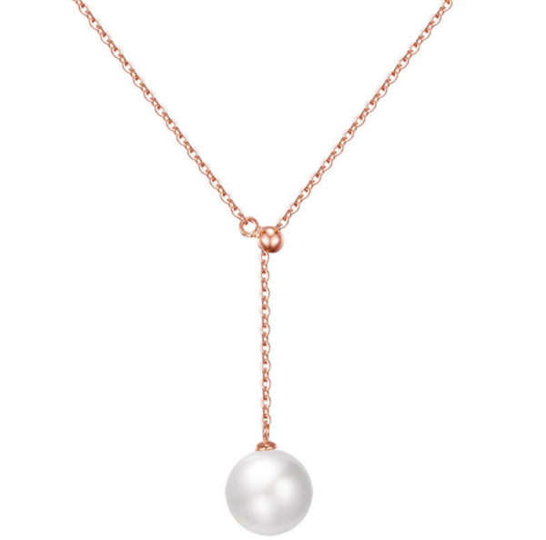 

pendant necklaces 316l stainless steel pull-out pearl necklace titanium temperament and texture ladies no fade, Silver