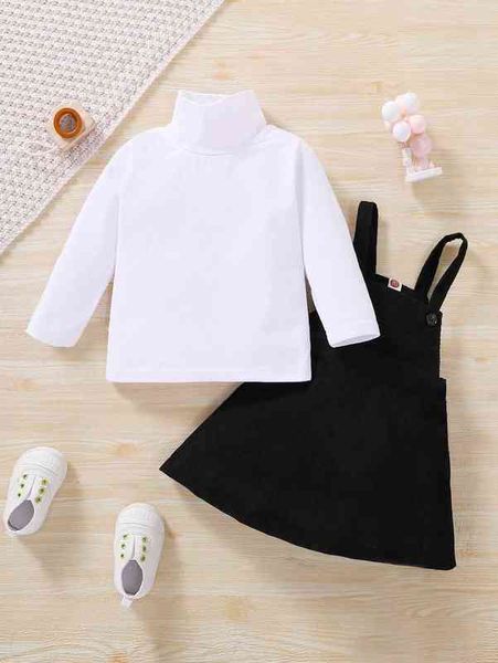 

baby high neck tee & overall dress she, White