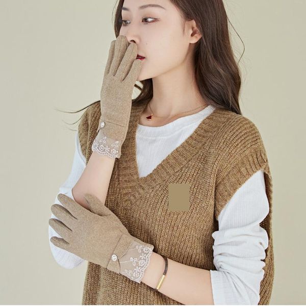 

five fingers gloves grace fashion lady women winter vintage driving windproof warm touch screen full finger glove mittens wholesale g071, Blue;gray