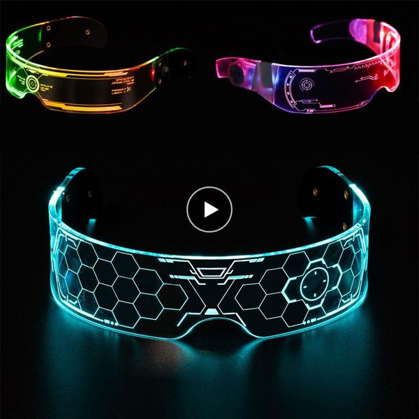 

party decoration led luminous sunglasses vintage punk goggles men women fashion christmas colorful light up glasses shades