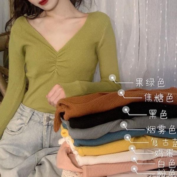 

fashion women autumn thin sweaters v-neck knit women's, White;black