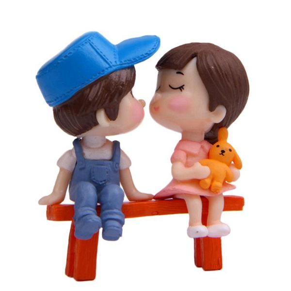 

decorative objects & figurines 1pair sweety lovers couple on chair miniature craft fairy garden gnome moss terrarium gift diy ornament decor