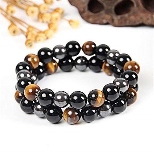 

bracelet women men hematite black obsidian tiger eye stone