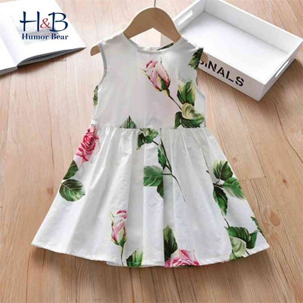 Девушки платье лето без рукавов цветочные печатные сладкие принцессы партия мода малышей детская одежда 210611