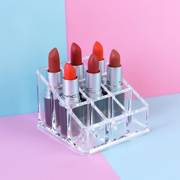 

9-grid lipstick storage rack consolidation box cosmetic transparent acrylic organizer boxes & bins
