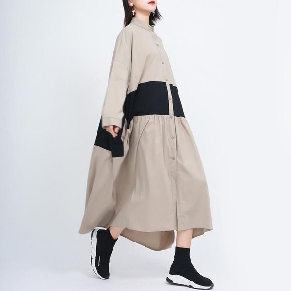 

autumn yujie temperament light mature style japanese stitching contrast dress casual dresses, Black;gray