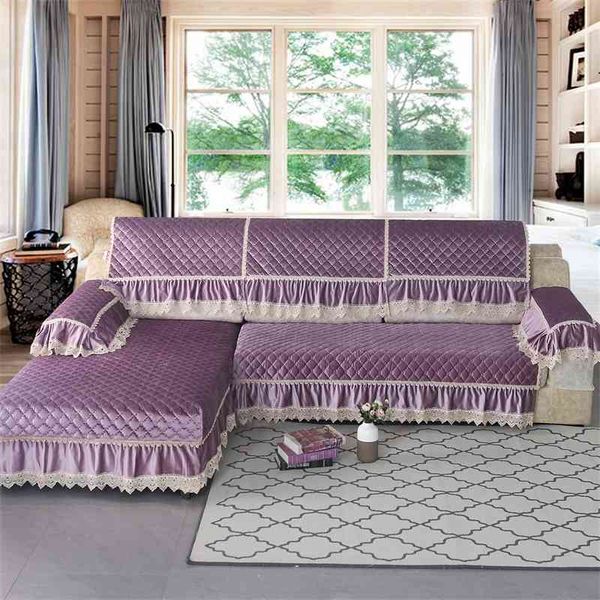 

four seasons european solid color italian plush non slip sofa cover cushion fabric simple towel