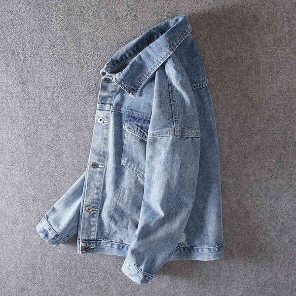 

men's t-shirts young vitality men denim jackets loose boyfriend ripped hole cowboy fashion jacket unique breasted washed blue male shir, White;black