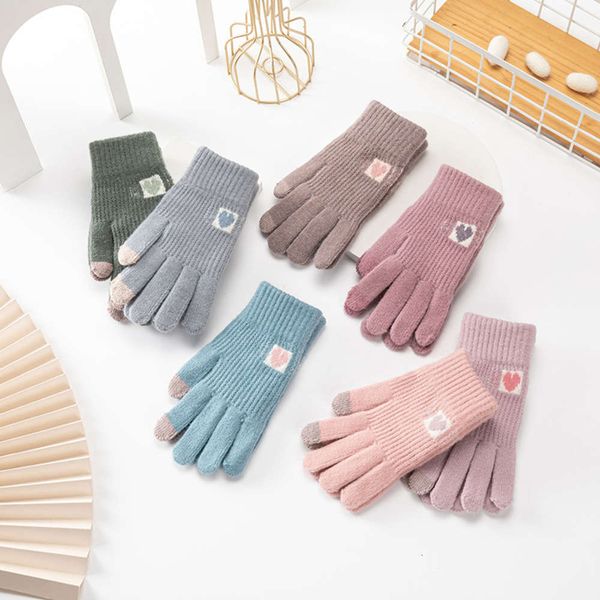 

gloves the winter women' knitted warm jacquard five finger snowflake love are welcome to buy, Blue;gray