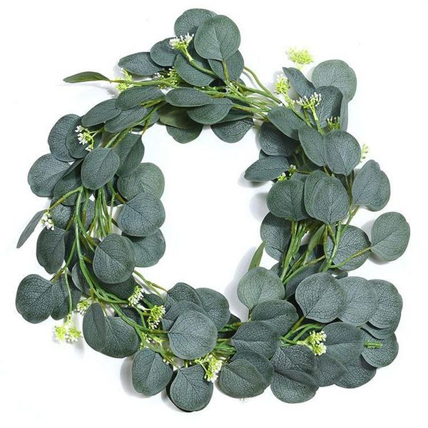 

decorative flowers & wreaths artificial green eucalyptus leaves wreath seed ivory vine grape plant for wedding arch table runner farmhouse