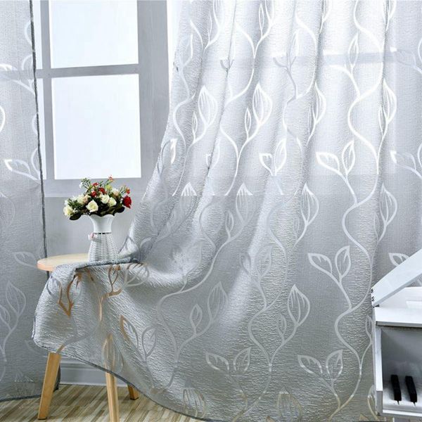 

curtain & drapes modern decorative curtains jacquard gray window elegant floral sheer tulle blind treatment home textile