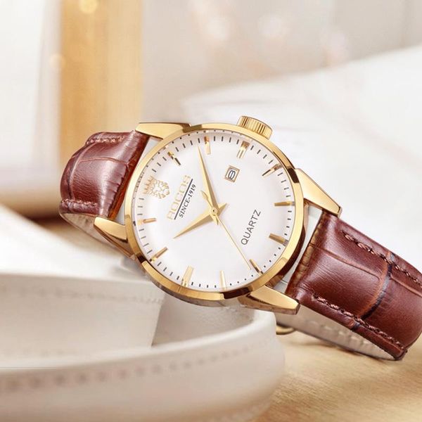 

wristwatches 2021 luxury womens watch fashion leather ladies quartz simple rose gold women watches date clock, Slivery;brown