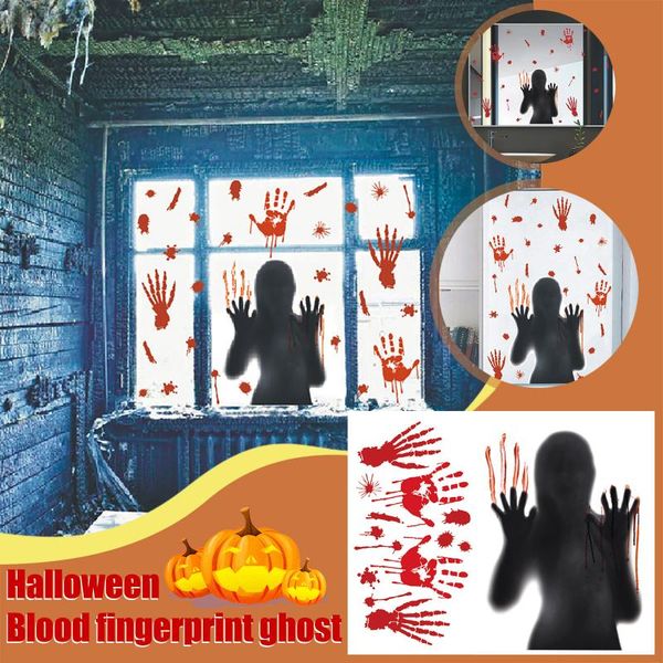 

wall stickers halloween red blood handprint window door female ghost room decoration accessories pegatinas de pared