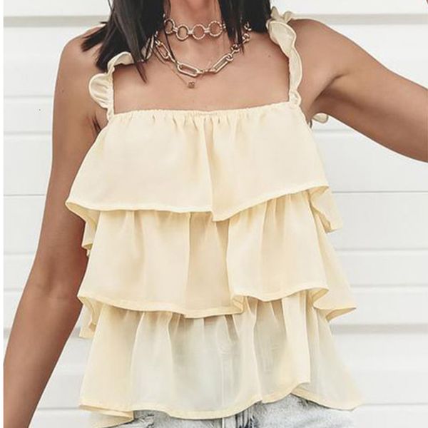 

women's polos summer solid yellow cupcake blouses women sleeveless loose slash neck fashion 2021 arrival casual female chic 1, White