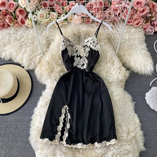 

casual dresses 2021 fashion women's clothing v-neck spaghetti strap woman dress women, Black;gray