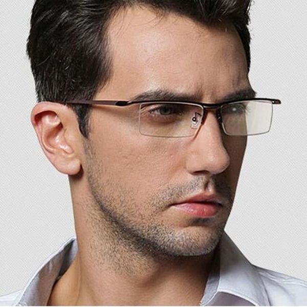 

titanium eyeglass frames half rimless glasses eyewear myopia optical rx able fashion sunglasses, Black