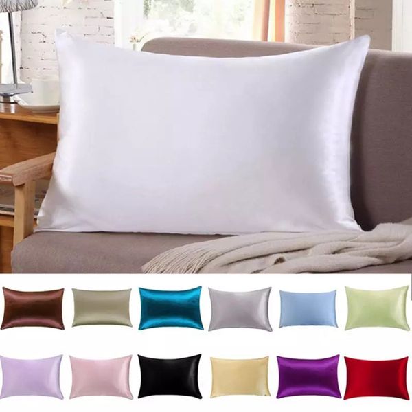 20 * 26 polegadas silk cetim fronha de cor sólida almofadas capa de luxo cama lisa travesseiro para cama lance wll478