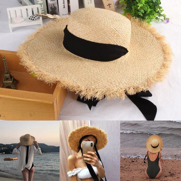 

wide brim hats for women sun protection caps ladies fashion brimmed floppy summer beach straw hat gorros y sombreros, Blue;gray