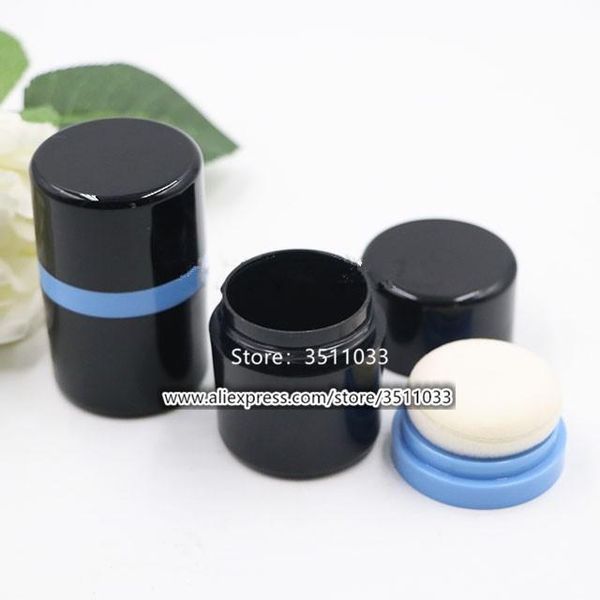 

storage bottles & jars 20ml/g black mushroom powder box small blusher jar blue lid with puff empty cosmetic plastic loose container