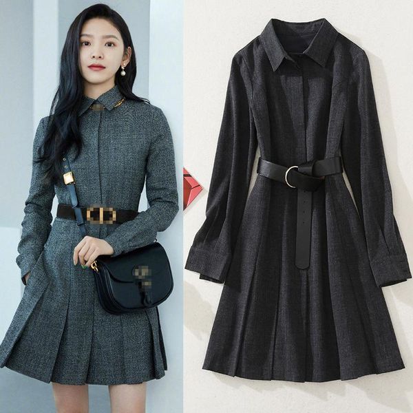 

casual dresses temperament of long sleeve dress sense cultivate morality show thin age design niche luxury light, Black;gray