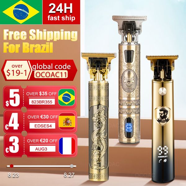

lcd hair clippers professional hair cutting machine hair beard trimmer for men barber shop electric shaving t-outliner men