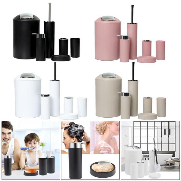 

set of 6 bathroom accessories bath necessities soap dish trash can accessory
