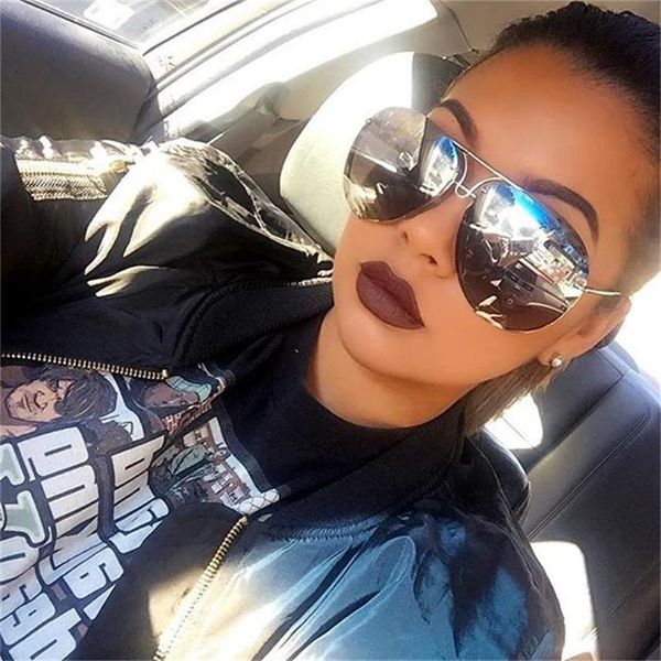 

2021 summer black pilot sunglasses women men silver mirror oversized metal luxury brand female big gradient shades eyewear uv400 a520, White;black